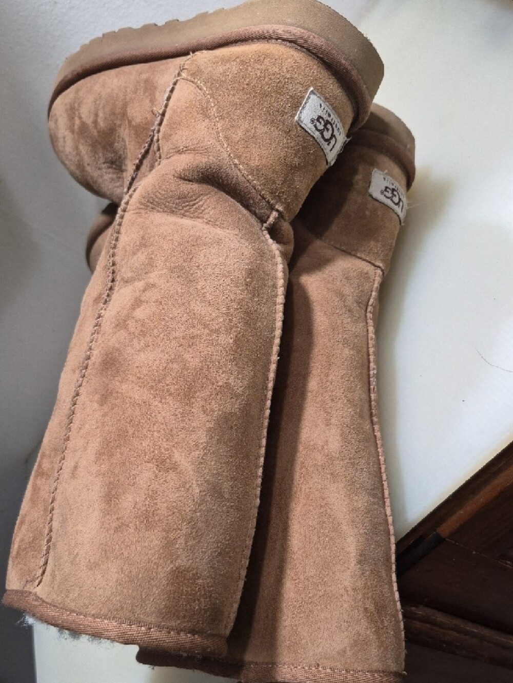UGG Chestnut Tall Shearling Lined Suede Boots - Picture 3 of 10